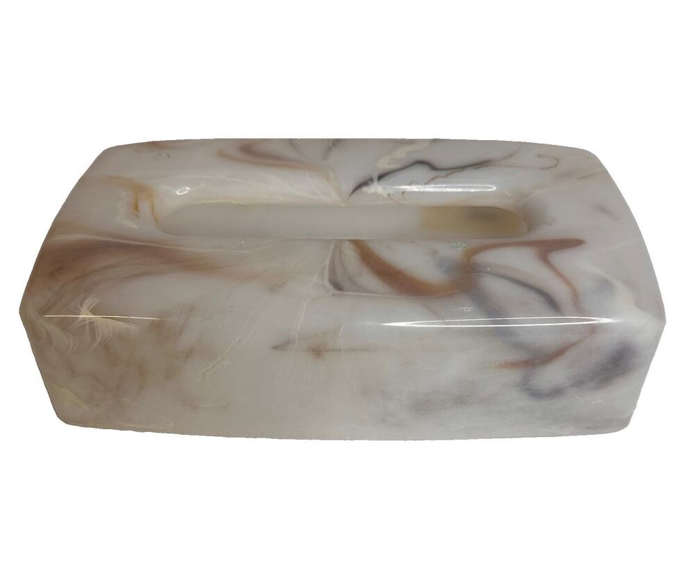 Acrylic Plastic Tissue Box Holder Cover Faux Marble Onyx Vintage